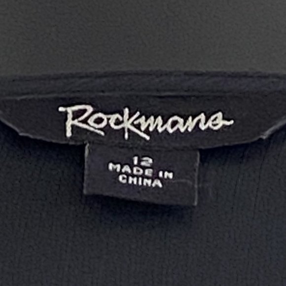 Rockmans Sheer Wrap Blouse/Top, Black w Cream Floral Print, Size 12 - Picture 8 of 10